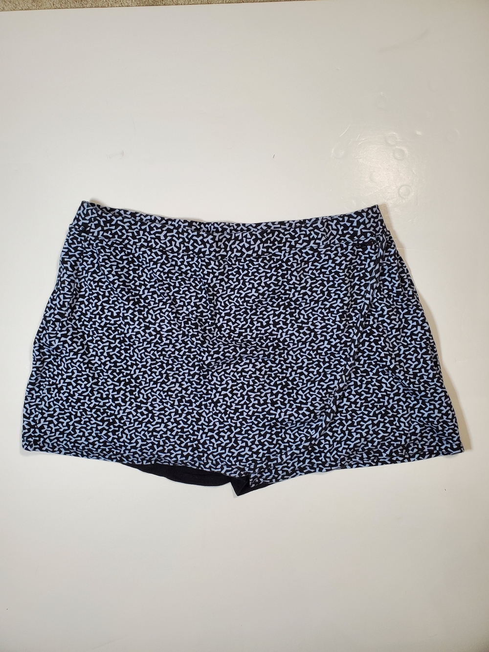 Jones New York Signature Faux Wrap Skort Blue Geometric Print Size XL